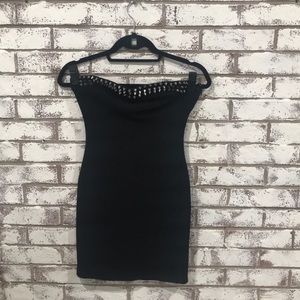 Black Tube Dress with Studs